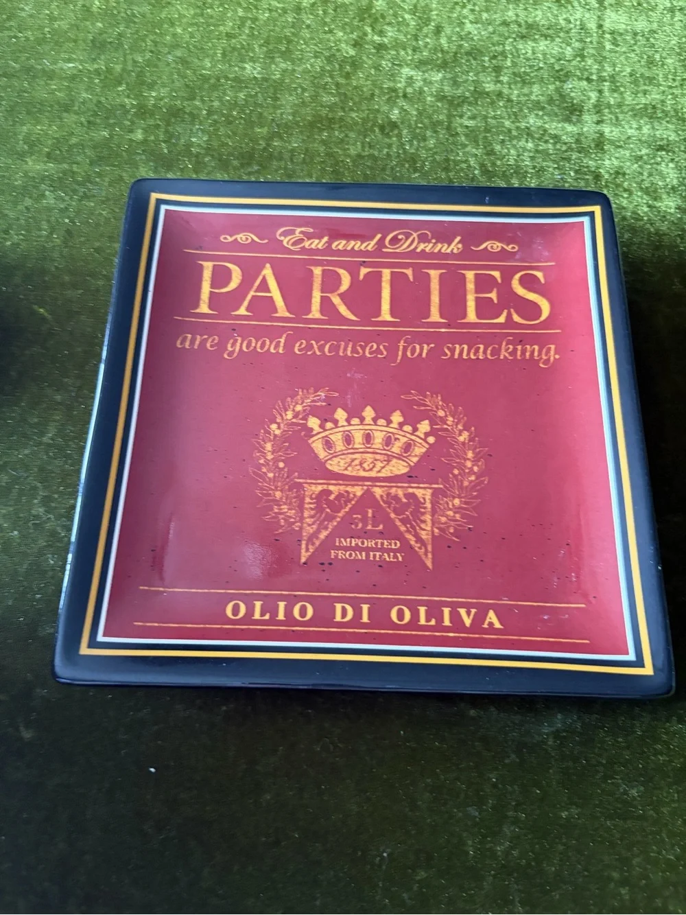 PARTIES Red Snack Tray with Gold Accent